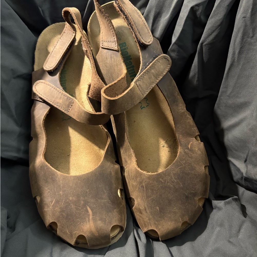 Bionatura Brown Leather Mary Jane Sandals